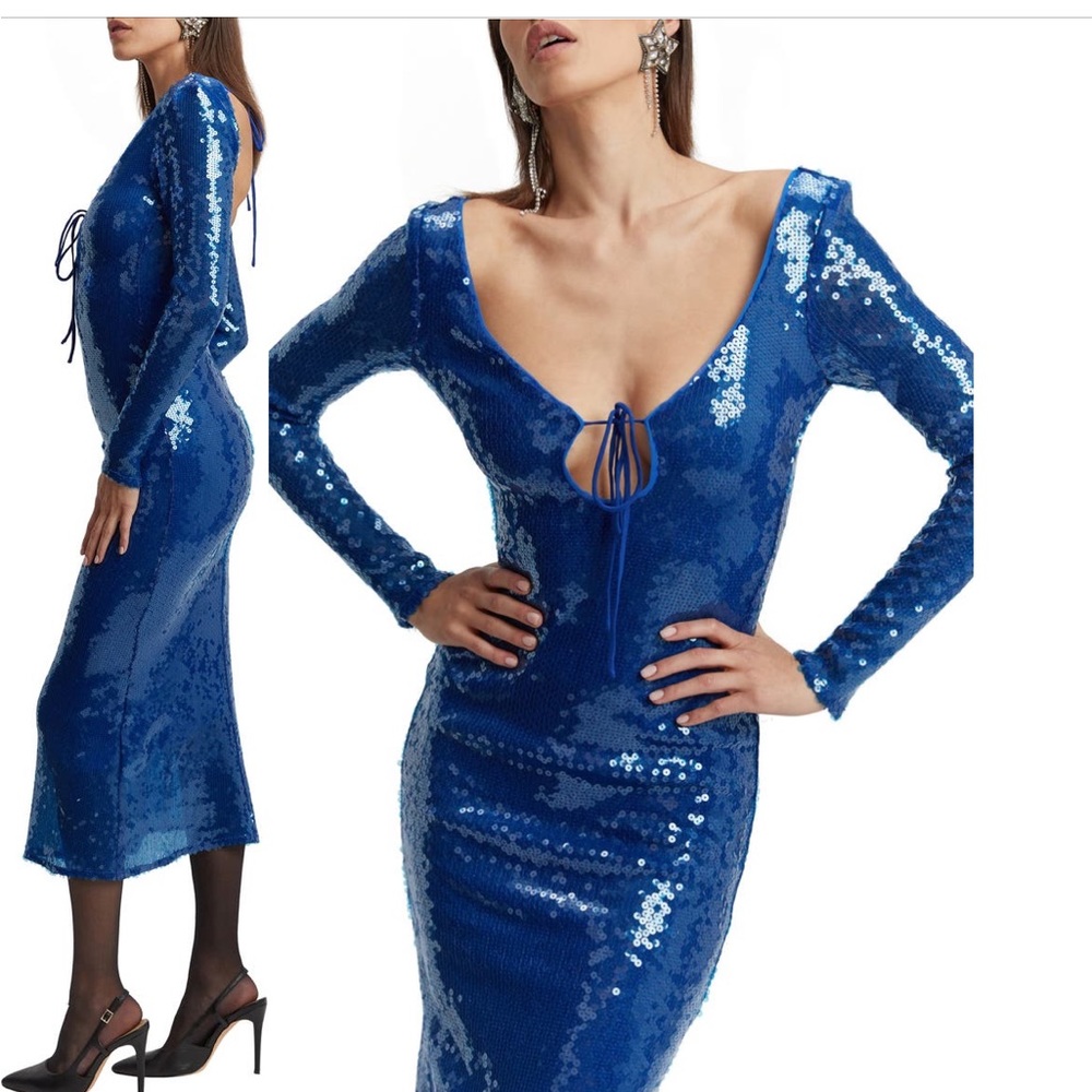 Bardot Verona Sequin Long Sleeve Maxi Dress